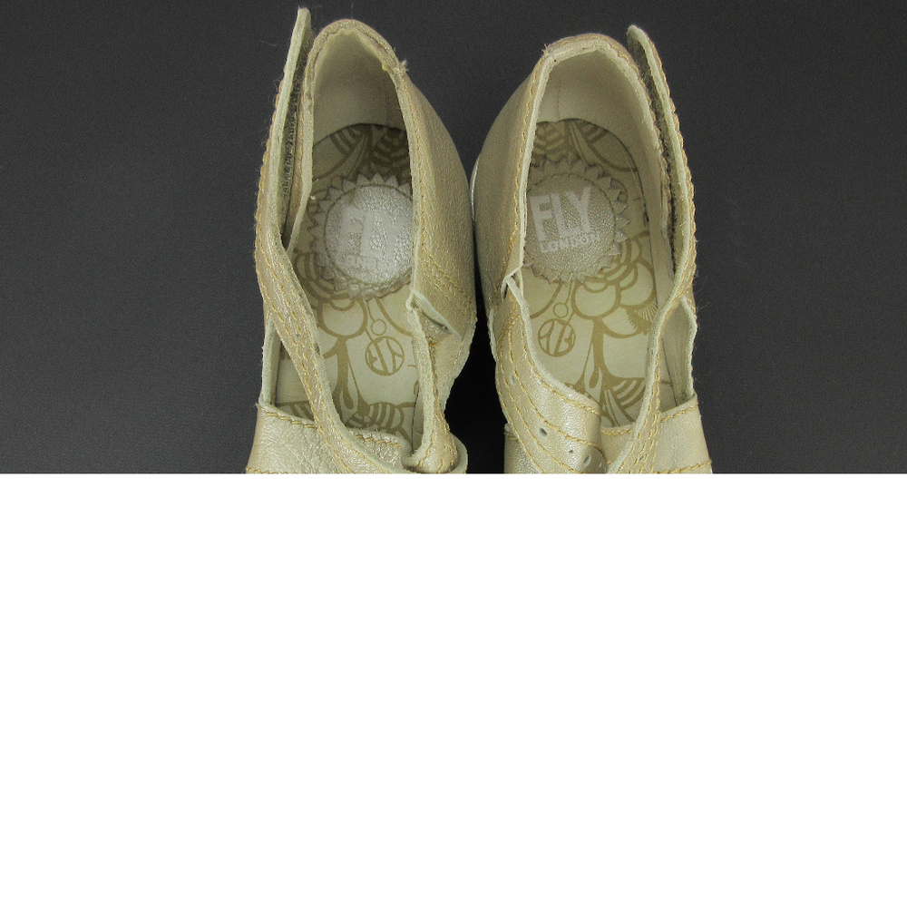 SOLD FLY London Yepe Wedge 37 Gold Mary Jane - Picture 4 of 8